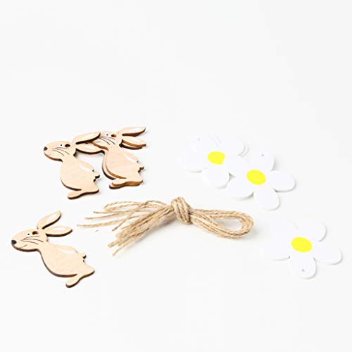 Mmnas – 8 decorazioni pasquali in legno a forma di coniglio, decorazioni per scrapbooking - 6
