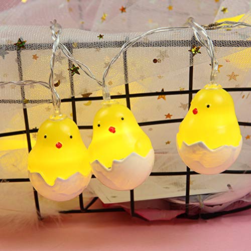 Lurrose 20 LED luci Stringa LED Pulcino luci pasquali con Decorazioni Guscio d’uovo Luci per la Decorazione della Festa di Compleanno Camera da Letto Festosa di Pasqua - 2