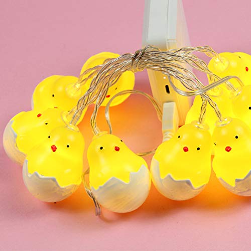 Lurrose 20 LED luci Stringa LED Pulcino luci pasquali con Decorazioni Guscio d’uovo Luci per la Decorazione della Festa di Compleanno Camera da Letto Festosa di Pasqua - 3