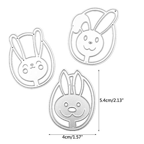 follwer0 – Fustelle in Acciaio al Carbonio a Forma di Conigli pasquali per goffratura, Stencil Fai da Te, Scrapbooking, Biglietti, 3 Pezzi - 2