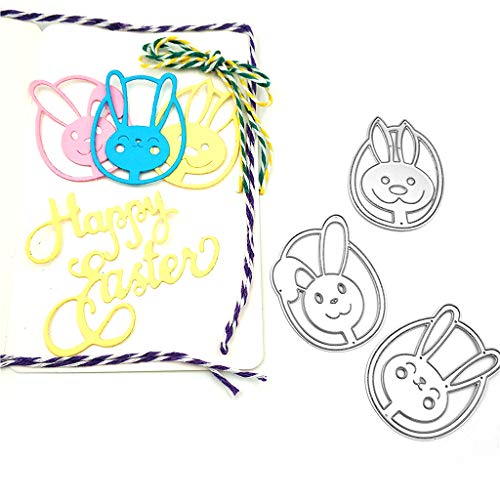 follwer0 – Fustelle in Acciaio al Carbonio a Forma di Conigli pasquali per goffratura, Stencil Fai da Te, Scrapbooking, Biglietti, 3 Pezzi - 3