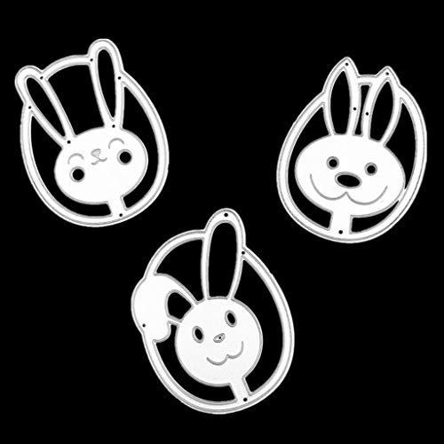follwer0 – Fustelle in Acciaio al Carbonio a Forma di Conigli pasquali per goffratura, Stencil Fai da Te, Scrapbooking, Biglietti, 3 Pezzi - 5
