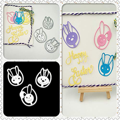 Lisanl – Set di 3 fustelle in acciaio al carbonio con conigli pasquali per goffratura, stencil per carta, fai da te, artigianato, scrapbook, biglietti, decorazioni - 3