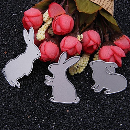 fustelle in metallo per cucire Tre conigli per bricolage scrapbooking decorazionerepujar conmateadores - 3