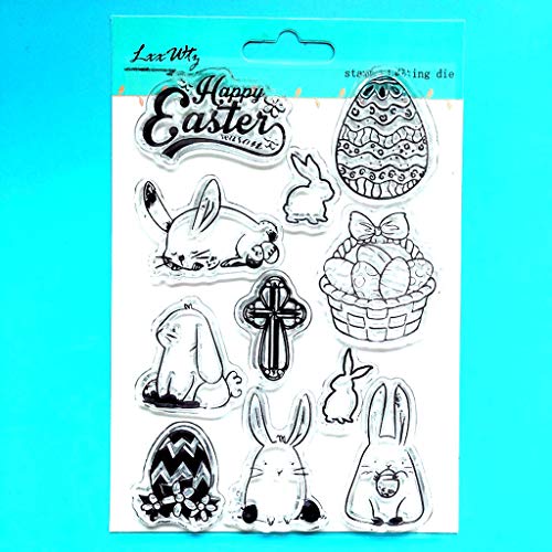 Xurgm Clear Stamps Set (Pasqua) – Timbri in Silicone, Trasparente, riutilizzabili - 3