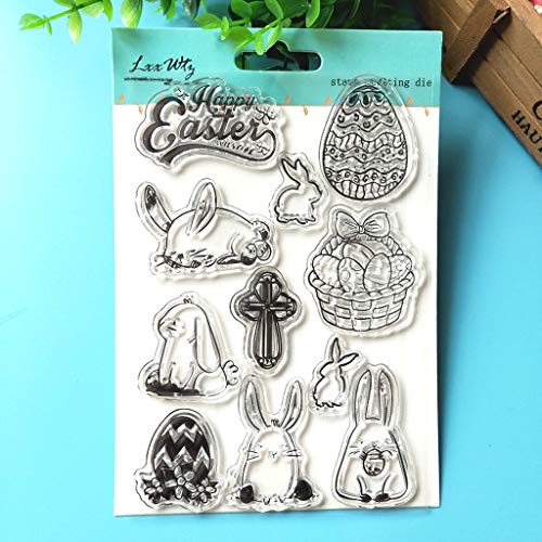 Xurgm Clear Stamps Set (Pasqua) – Timbri in Silicone, Trasparente, riutilizzabili - 4