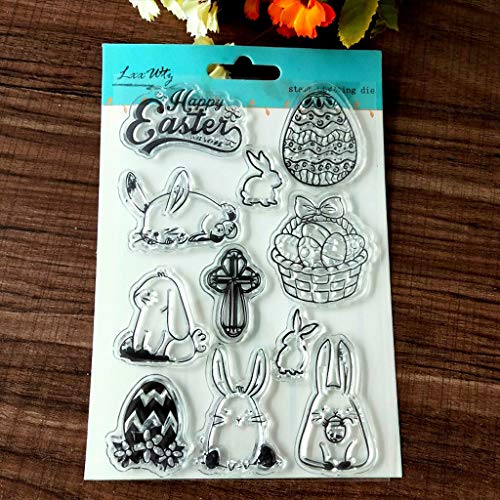 Xurgm Clear Stamps Set (Pasqua) – Timbri in Silicone, Trasparente, riutilizzabili - 5