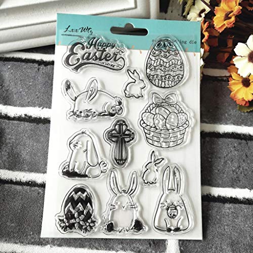 Xurgm Clear Stamps Set (Pasqua) – Timbri in Silicone, Trasparente, riutilizzabili - 6