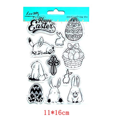 Xurgm Clear Stamps Set (Pasqua) – Timbri in Silicone, Trasparente, riutilizzabili - 7