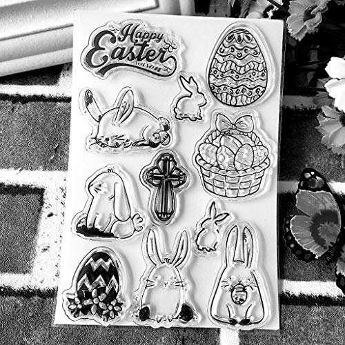 Xurgm Clear Stamps Set (Pasqua) – Timbri in Silicone, Trasparente, riutilizzabili - 8