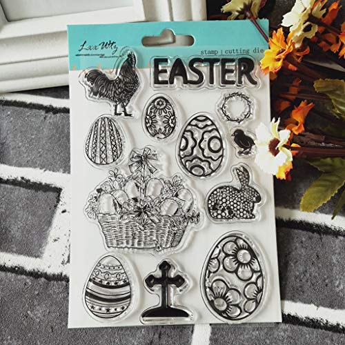 Xurgm Clear Stamps Set (Pasqua) – Timbri in Silicone, Trasparente, riutilizzabili - 3
