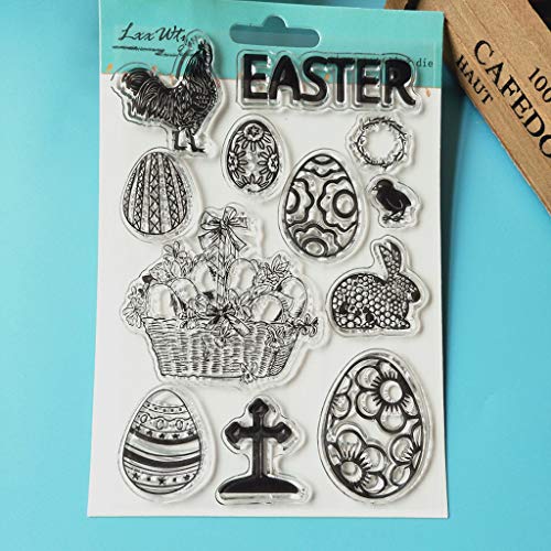 Xurgm Clear Stamps Set (Pasqua) – Timbri in Silicone, Trasparente, riutilizzabili - 5