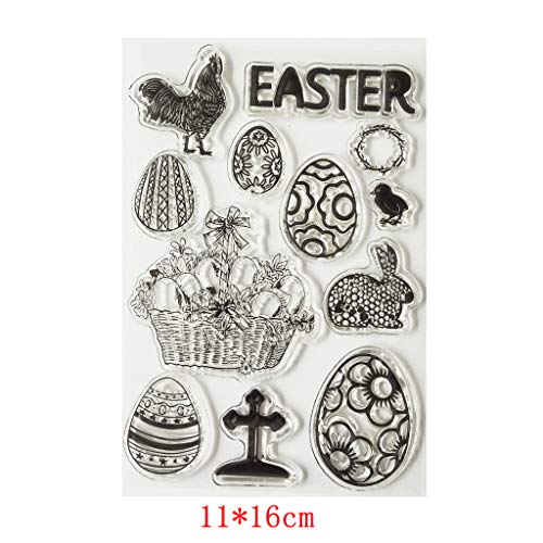 Xurgm Clear Stamps Set (Pasqua) – Timbri in Silicone, Trasparente, riutilizzabili - 7