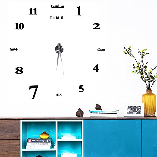 Moderno Orologio Da Parete Fai Da Te Yosoo, Tridimensionale 3D Sticker Decorazione Per Casa Ufficio Hotel Ristorante, Migliore Scelta Come Regalo – Nero - 6