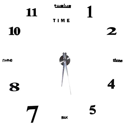 Moderno Orologio Da Parete Fai Da Te Yosoo, Tridimensionale 3D Sticker Decorazione Per Casa Ufficio Hotel Ristorante, Migliore Scelta Come Regalo – Nero - 7