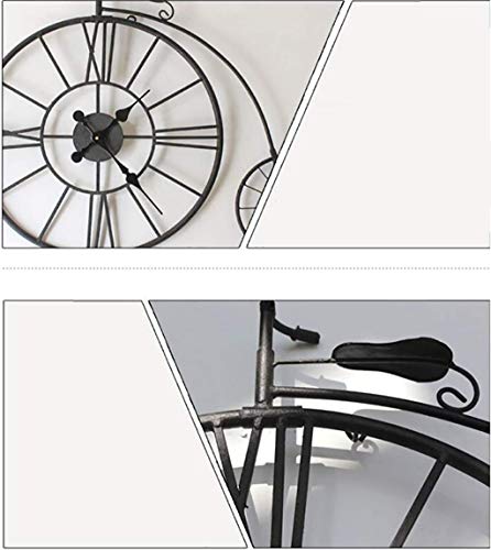 QBZS-YJ Orologio da Parete in Ferro battuto Vintage Industriale Decorazione Creativa da Parete Soggiorno Camera da Letto Bicicletta Decorazione Artigianale - 3