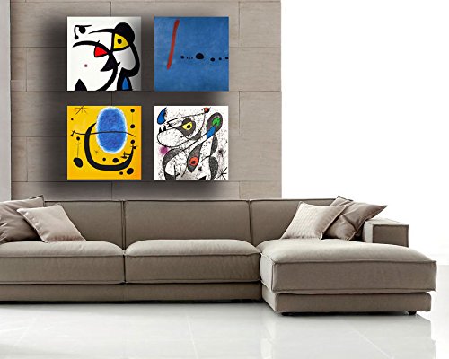 Quadri Moderni MIRO mirò 4 pezzi Stampa su Tela CANVAS Arredamento Arte Astratto XXL Arredo per soggiorno salotto camera da letto cucina ufficio bar ristorante printerland.it (4 pezzi 40×40 cm cad.) - 2