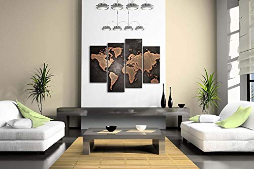 Generale Mondo Carta geografica Nero sfondo Pittura di arte della parete La stampa su tela di canapa Arte Quadri d’illustrazione per l’ufficio domestico Decorazione moderna - 2