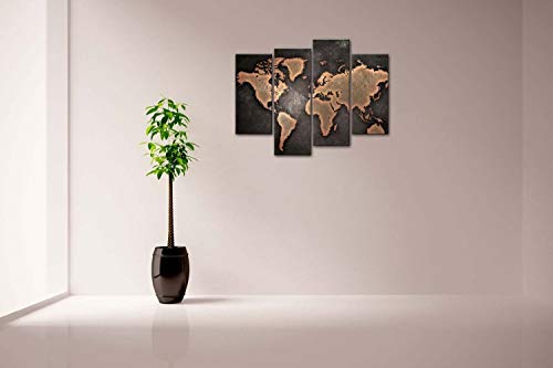 Generale Mondo Carta geografica Nero sfondo Pittura di arte della parete La stampa su tela di canapa Arte Quadri d’illustrazione per l’ufficio domestico Decorazione moderna - 3