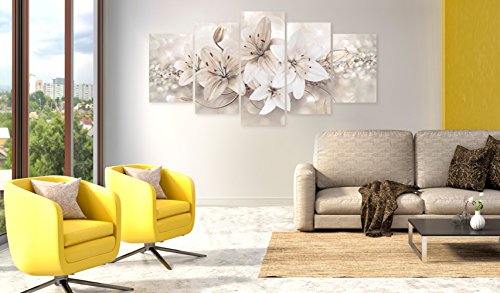 murando Quadro 200×100 cm Stampa su Tela in TNT XXL Immagini Moderni Murale Fotografia Grafica Decorazione da Parete 5 Pezzi Fiori b-A-0297-b-n - 2