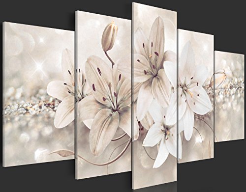 murando Quadro 200×100 cm Stampa su Tela in TNT XXL Immagini Moderni Murale Fotografia Grafica Decorazione da Parete 5 Pezzi Fiori b-A-0297-b-n - 3