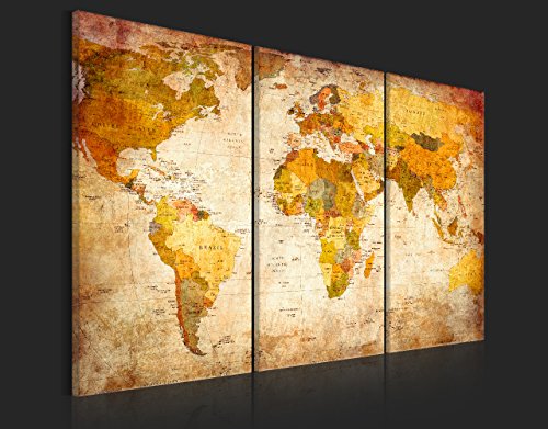 murando® Quadro 120×80 cm – 3 Parti – Quadro su tela fliselina – Stampa in qualita fotografica – Mappa del Mondo 020213-2 120×80 cm - 3