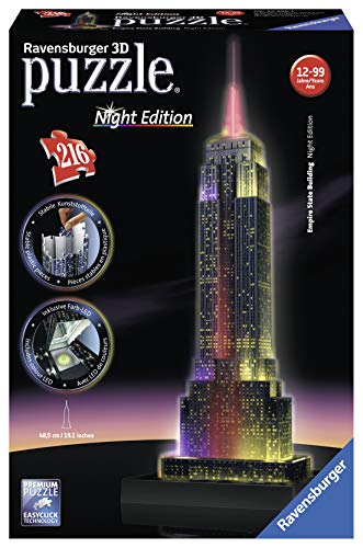 Ravensburger Puzzle 3D Empire State Building-Edizione Speciale Notte, 216 Pezzi, Colore Nero, 12566 1 - 4