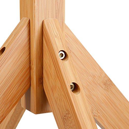 LANGRIA Appendiabiti di Bambo Tipo di Albero con 8 Ganci in 4 Livelli e Piedi Solidi per Appendere Abiti Sciarpe e Cappelli, Colore di Naturale Bamboo - 5