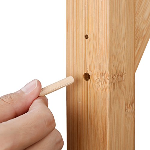 LANGRIA Appendiabiti di Bambo Tipo di Albero con 8 Ganci in 4 Livelli e Piedi Solidi per Appendere Abiti Sciarpe e Cappelli, Colore di Naturale Bamboo - 7