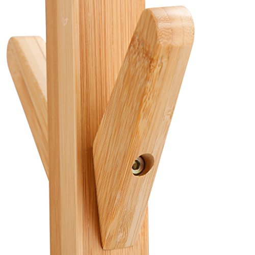 LANGRIA Appendiabiti di Bambo Tipo di Albero con 8 Ganci in 4 Livelli e Piedi Solidi per Appendere Abiti Sciarpe e Cappelli, Colore di Naturale Bamboo - 9