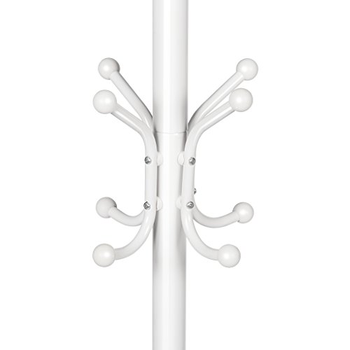 LANGRIA Stand Appendiabiti Attaccapanni Moderno Funzionale in Metallo da 16 Colonne con Cappuccio Protettivo Rotondo e Piedini di Livellamento Solido per Sala Camera da Letto 38 x 38 x 181 cm (Bianco) - 8