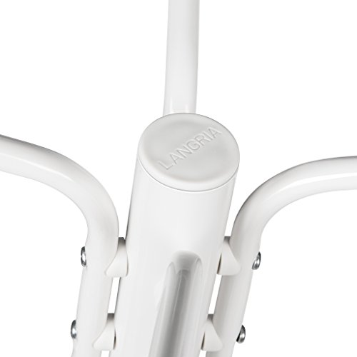 LANGRIA Stand Appendiabiti Attaccapanni Moderno Funzionale in Metallo da 16 Colonne con Cappuccio Protettivo Rotondo e Piedini di Livellamento Solido per Sala Camera da Letto 38 x 38 x 181 cm (Bianco) - 9