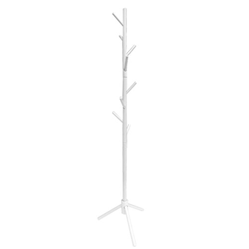 Hongyans Appendiabiti da Terra in Legno Stand Attaccapanni 8 Ganci Armadio Ingresso 175cm Colore Naturale di Legno (Bianco) - 4