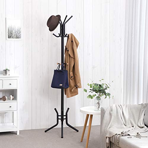 SONGMICS Attaccapanni Appendiabiti Appendino Da Terra Appendiabiti ingresso 49 x 176 cm Nero RCR17B - 2