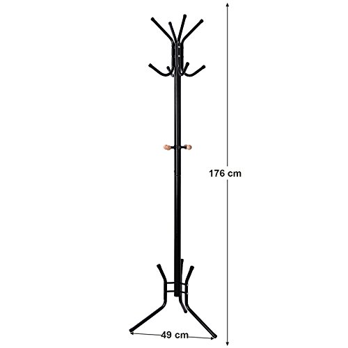 SONGMICS Attaccapanni Appendiabiti Appendino Da Terra Appendiabiti ingresso 49 x 176 cm Nero RCR17B - 4