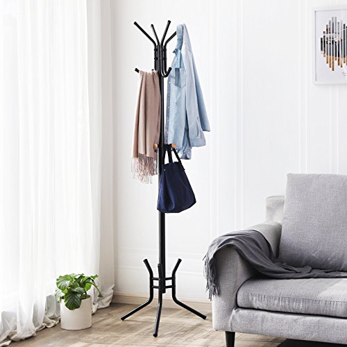 SONGMICS Attaccapanni Appendiabiti Appendino Da Terra Appendiabiti ingresso 49 x 176 cm Nero RCR17B - 5