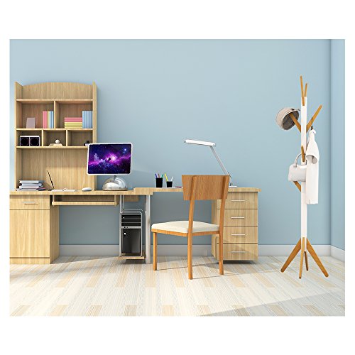 Happy Home Appendiabiti con 8 Ganci Bianco 45 * 45 * 178.5 cm Stand Attaccapanni Legno per Ingresso Ufficio Camera da Letto - 2