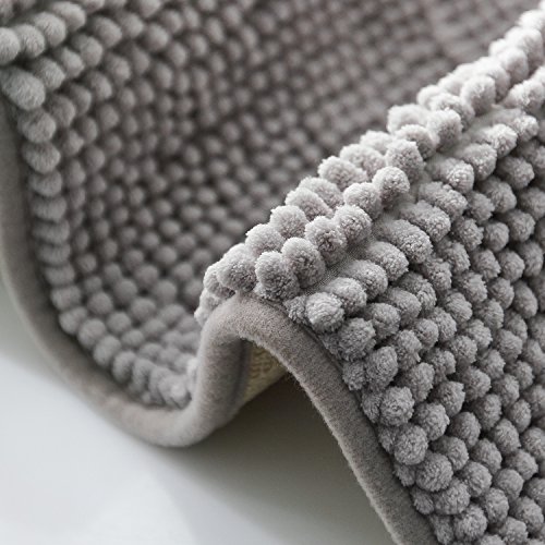 Lifewit Tappeto da Bagno Antiscivolo in Microfibra Ciniglia Scendi Doccia Grigio ,80x50cm - 2
