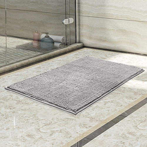 Lifewit Tappeto da Bagno Antiscivolo in Microfibra Ciniglia Scendi Doccia Grigio ,80x50cm - 6