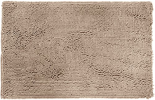 AmazonBasics – Tappeto da Bagno in Microfibra, a Pelo Lungo, Antiscivolo, 0,53 x 0,86 m, Beige - 3