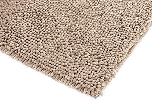 AmazonBasics – Tappeto da Bagno in Microfibra, a Pelo Lungo, Antiscivolo, 0,53 x 0,86 m, Beige - 5