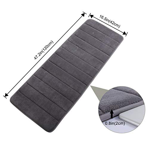 Lifewit Tappeto da Bagno e Corridore di Memory Foam 40D Extra Lungo Ultra morbido HD Bagno con Parte Posteriore in Gomma Antiscivolo Grigio (120x42cm Grigio) - 2