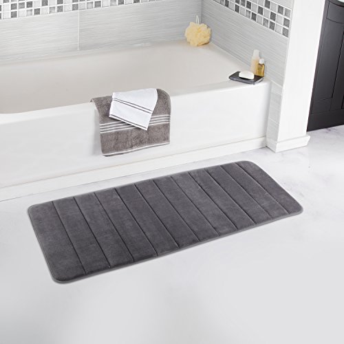 Lifewit Tappeto da Bagno e Corridore di Memory Foam 40D Extra Lungo Ultra morbido HD Bagno con Parte Posteriore in Gomma Antiscivolo Grigio (120x42cm Grigio) - 7