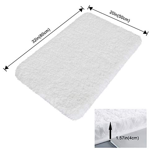 Lifewit Tappeto da Bagno Doccia Tappeto Antiscivolo Assorbito Tappeto in Microfibra per Vasca da Bagno Doccia Bagno,Bianco (80x50x4cm) - 2