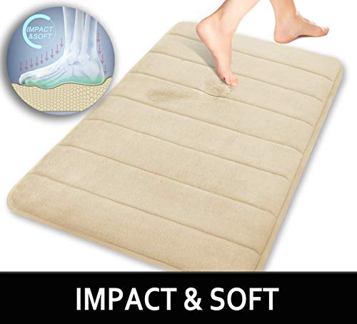 Domowin Tappetino da Bagno, Tappeto da Bagno in Memory Foam Antiscivolo, Tappetino per Il Bagno Tappeti da Bagno (Beige, 60 x 40 cm) - 2