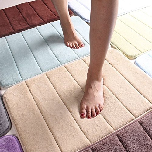 Domowin Tappetino da Bagno, Tappeto da Bagno in Memory Foam Antiscivolo, Tappetino per Il Bagno Tappeti da Bagno (Beige, 60 x 40 cm) - 4