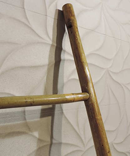 Scala scaletta design piantana portasciugamani in legno bamboo per bagno, camera - 3