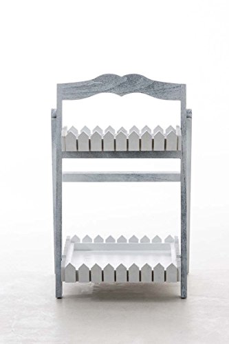 CLP Scaffale a Scaletta in Legno Stile Shabby Richiudibile – Scaffale Decorativo 2 Ripiani I Étagère Portapiante Pieghevole I Scala Decorativa in Legno Country con Doppia Mensola Antico-Grigio - 2