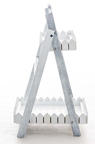 CLP Scaffale a Scaletta in Legno Stile Shabby Richiudibile – Scaffale Decorativo 2 Ripiani I Étagère Portapiante Pieghevole I Scala Decorativa in Legno Country con Doppia Mensola Antico-Grigio - 3