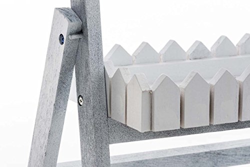 CLP Scaffale a Scaletta in Legno Stile Shabby Richiudibile – Scaffale Decorativo 2 Ripiani I Étagère Portapiante Pieghevole I Scala Decorativa in Legno Country con Doppia Mensola Antico-Grigio - 5